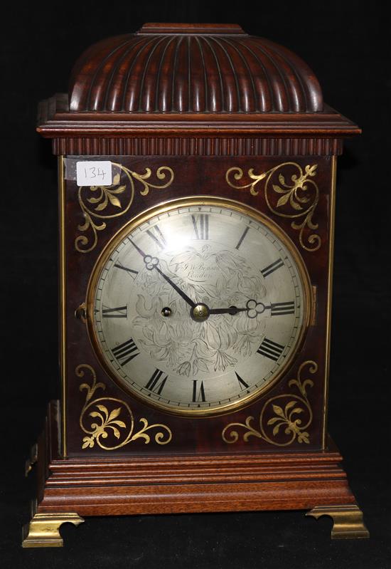 J.W. Benson, Ludgate Hill, London. A Regency style mahogany and gilt brass mounted bracket clock, dial 7.5in. height 18.5in.